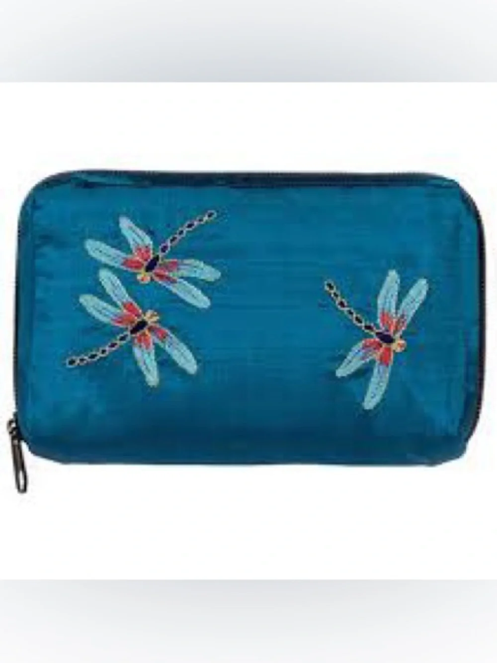 Metropolitan museum of Art Embroidered Teal Dragonfly Cosmetic Pouch